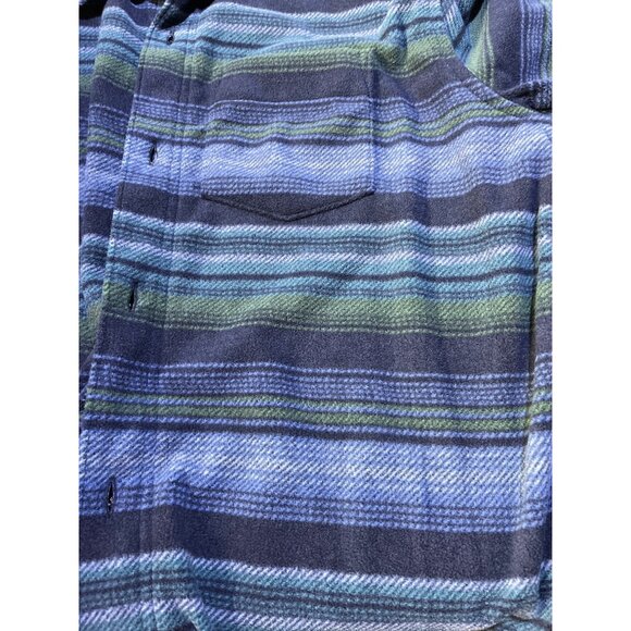 Eddie Bauer Mens Fast Fleece Shirt Large Striped Blue Green Long Sleeve Button - Picture 11 of 11